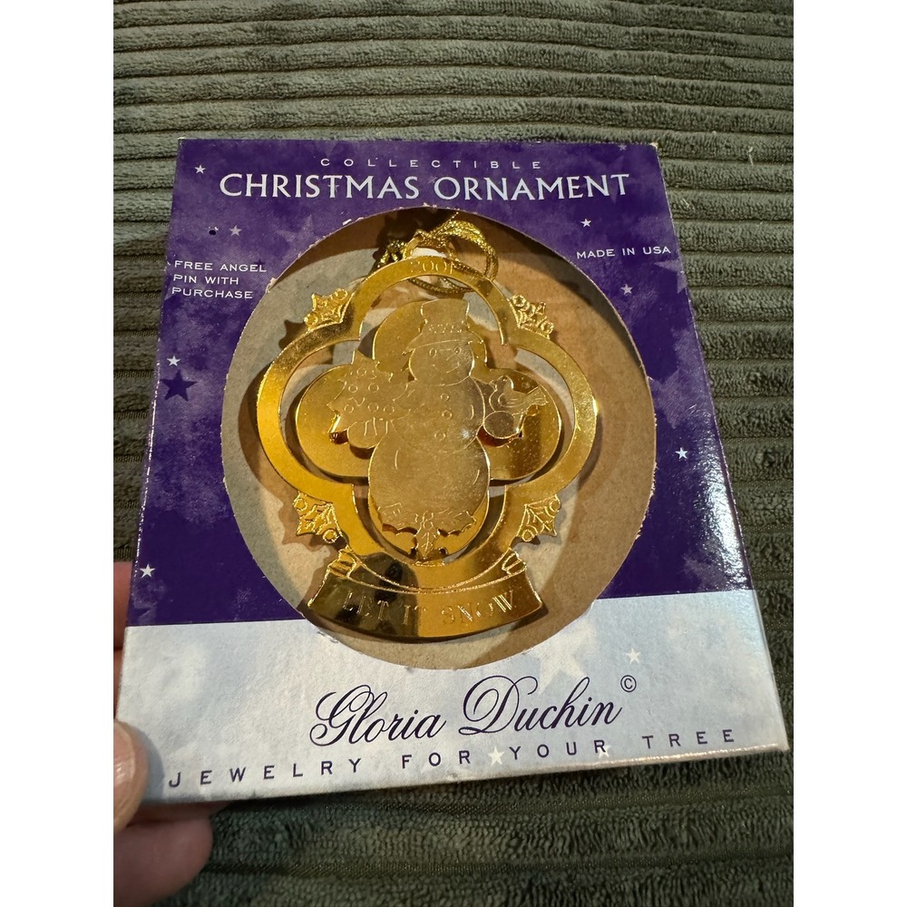 Gloria Duchin 2001 Collectible Christmas Ornament Snowman Let‎ It Snow Gold